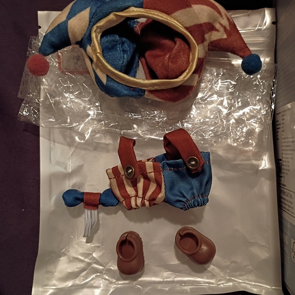 Whimsical Jester Doll Outfit with Hat - Picture 1 of 5